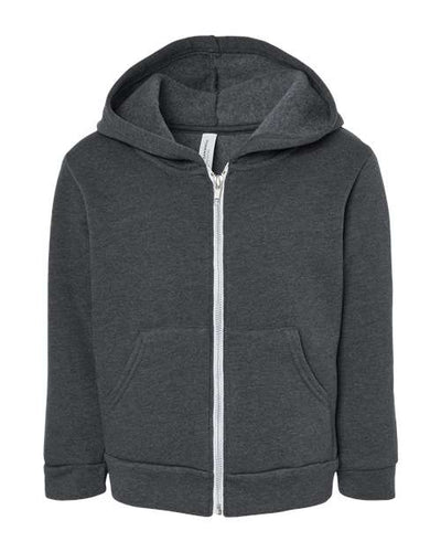 BELLA + CANVAS 3739T Toddler Sponge Fleece Full-Zip Hoodie Sweatshirt - Dark Grey Heather - front