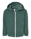 BELLA + CANVAS 3739T Toddler Sponge Fleece Full-Zip Hoodie Sweatshirt - Heather Forest - front
