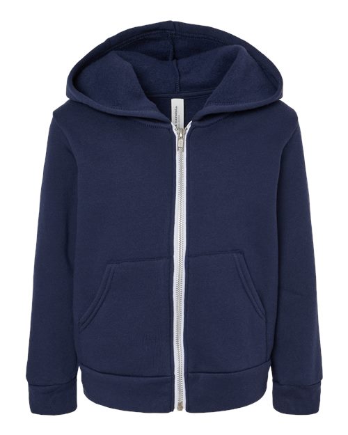 BELLA + CANVAS 3739T Toddler Sponge Fleece Full-Zip Hoodie Sweatshirt - Navy - front