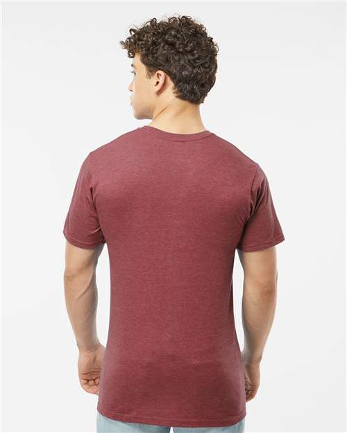 Tultex 290 Unisex Heavyweight Jersey T-Shirt - Heather Burgundy - model back