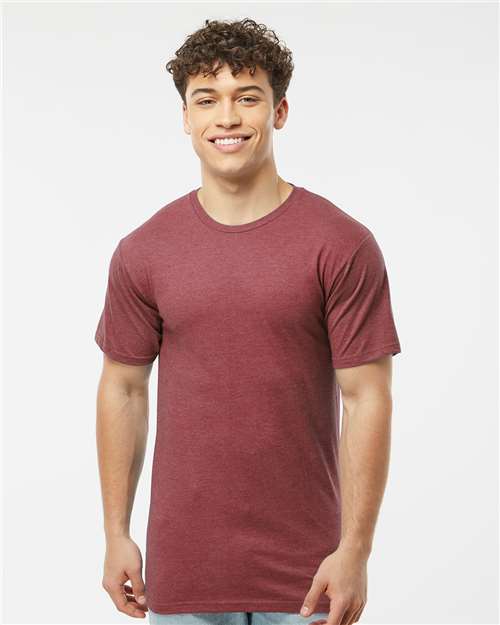 Tultex 290 Unisex Heavyweight Jersey T-Shirt - Heather Burgundy - model front