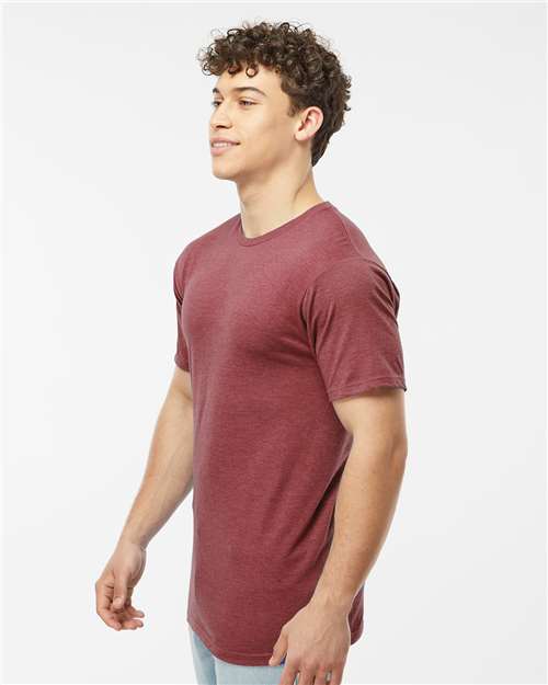 Tultex 290 Unisex Heavyweight Jersey T-Shirt - Heather Burgundy - model side
