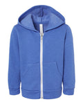 BELLA + CANVAS 3739T Toddler Sponge Fleece Full-Zip Hoodie Sweatshirt - Heather True Royal - front