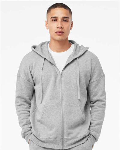 BELLA + CANVAS 3759 Unisex Sponge Fleece DTM Full-Zip Hoodie Sweatshirt - Athletic Heather - model front