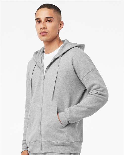 BELLA + CANVAS 3759 Unisex Sponge Fleece DTM Full-Zip Hoodie Sweatshirt - Athletic Heather - model side
