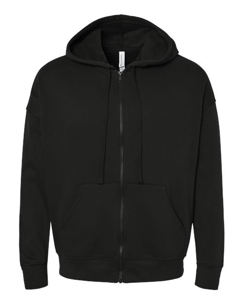 BELLA + CANVAS 3759 Unisex Sponge Fleece DTM Full-Zip Hoodie Sweatshirt - Black - front