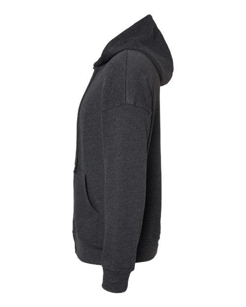 BELLA + CANVAS 3759 Unisex Sponge Fleece DTM Full-Zip Hoodie Sweatshirt - Dark Grey Heather - side