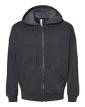 BELLA + CANVAS 3759 Unisex Sponge Fleece DTM Full-Zip Hoodie Sweatshirt - Dark Grey Heather - front