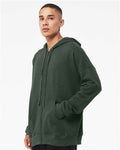 BELLA + CANVAS 3759 Unisex Sponge Fleece DTM Full-Zip Hoodie Sweatshirt - Heather Forest - model side
