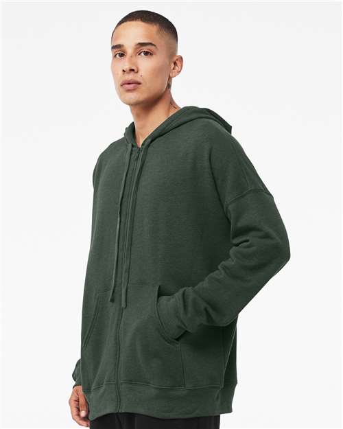 BELLA + CANVAS 3759 Unisex Sponge Fleece DTM Full-Zip Hoodie Sweatshirt - Heather Forest - model side