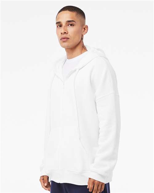 BELLA + CANVAS 3759 Unisex Sponge Fleece DTM Full-Zip Hoodie Sweatshirt - White - model side