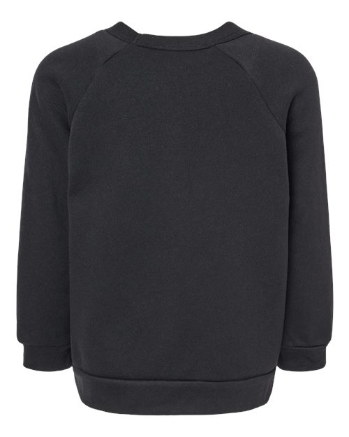 BELLA + CANVAS 3901T Toddler Sponge Fleece Raglan Crewneck Sweatshirt - Black - back
