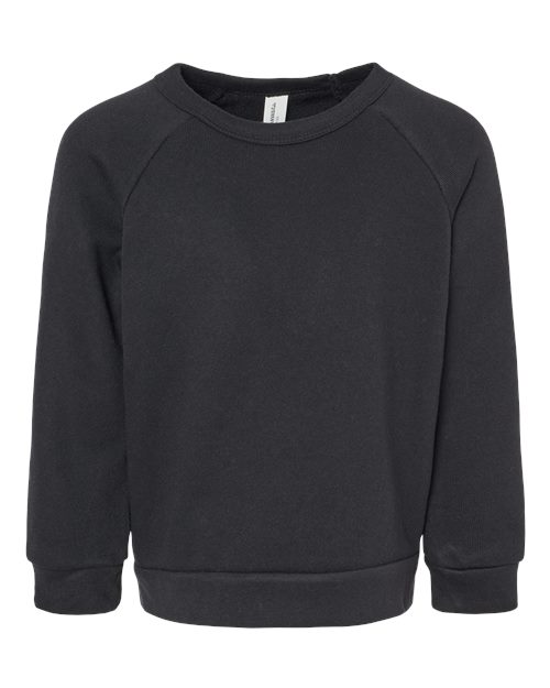 BELLA + CANVAS 3901T Toddler Sponge Fleece Raglan Crewneck Sweatshirt - Black - front