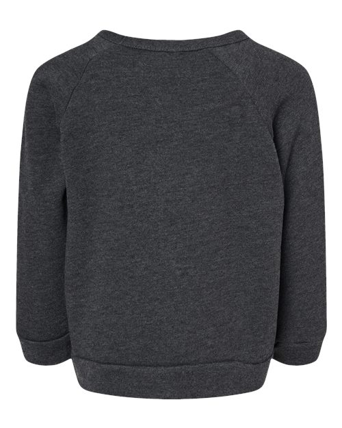 BELLA + CANVAS 3901T Toddler Sponge Fleece Raglan Crewneck Sweatshirt - Dark Grey Heather - back