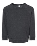 BELLA + CANVAS 3901T Toddler Sponge Fleece Raglan Crewneck Sweatshirt - Dark Grey Heather - front