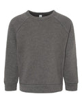 BELLA + CANVAS 3901T Toddler Sponge Fleece Raglan Crewneck Sweatshirt - Deep Heather - front