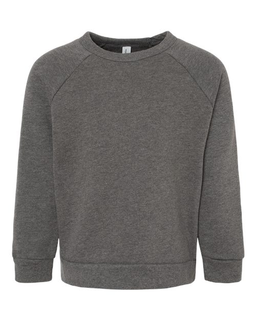 BELLA + CANVAS 3901T Toddler Sponge Fleece Raglan Crewneck Sweatshirt - Deep Heather - front
