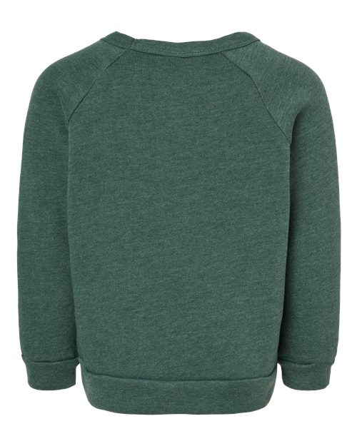 BELLA + CANVAS 3901T Toddler Sponge Fleece Raglan Crewneck Sweatshirt - Heather Forest - back