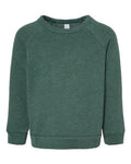 BELLA + CANVAS 3901T Toddler Sponge Fleece Raglan Crewneck Sweatshirt - Heather Forest - front