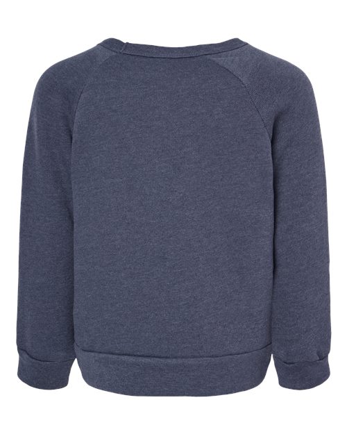 BELLA + CANVAS 3901T Toddler Sponge Fleece Raglan Crewneck Sweatshirt - Heather Navy - back