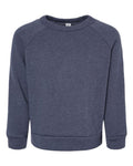 BELLA + CANVAS 3901T Toddler Sponge Fleece Raglan Crewneck Sweatshirt - Heather Navy - front