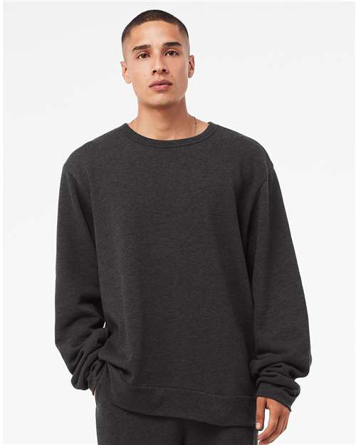BELLA + CANVAS 3911 Unisex Sponge Fleece Classic Crewneck Sweatshirt - Dark Grey Heather - model front