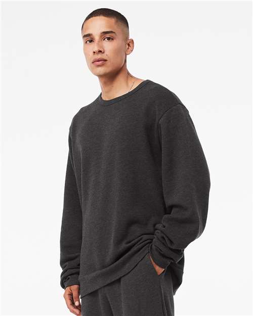 BELLA + CANVAS 3911 Unisex Sponge Fleece Classic Crewneck Sweatshirt - Dark Grey Heather - model side