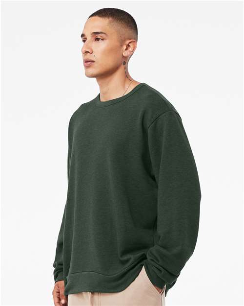 BELLA + CANVAS 3911 Unisex Sponge Fleece Classic Crewneck Sweatshirt - Heather Forest - model side