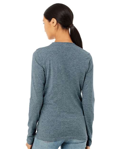 BELLA + CANVAS 6500 Women’s Jersey Long Sleeve Tee - Heather Slate - model back