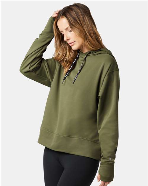 Champion CHP100 Women's Sport Hooded Sweatshirt - Fresh Olive - model side
