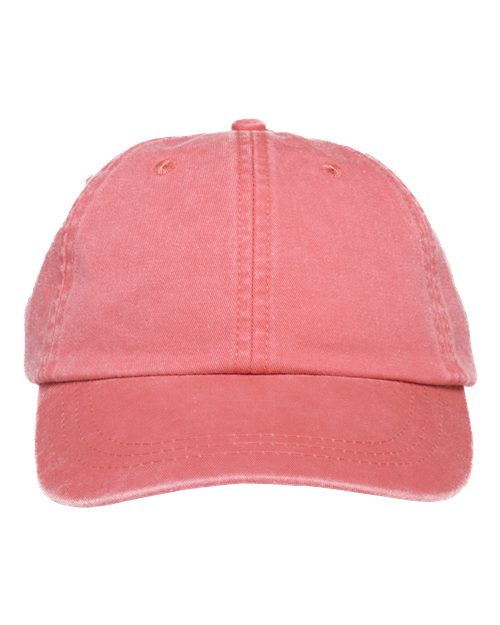 Adams Headwear LP101 Optimum Pigment-Dyed Dad Hat - Coral - front