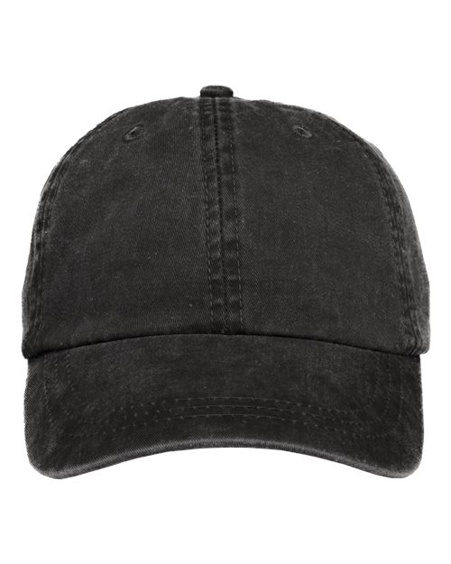Adams Headwear LP101 Optimum Pigment-Dyed Dad Hat - Black - front