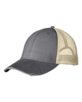 Adams Headwear OL102 Ollie Distressed Trucker Cap - Charcoal/ Tan - front