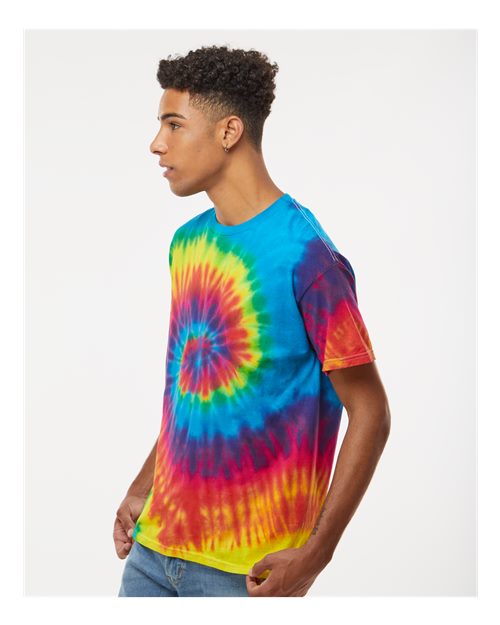Colortone 1000 Unisex Multi-Color Tie-Dyed T-Shirt - Reactive Rainbow - model side