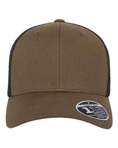 Flexfit 110M 110 Mesh-Back Cap - Coyote Brown/ Black - front