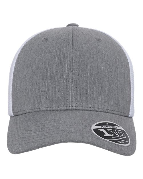 Flexfit 110M 110 Mesh-Back Cap - Heather Grey/ White - front