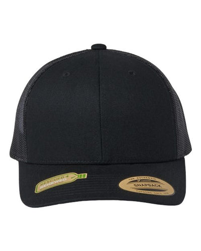 Yupoong 6606R Sustainable Retro Trucker Cap - Black - front