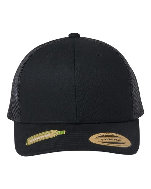 Yupoong 6606R Sustainable Retro Trucker Cap - Black - front
