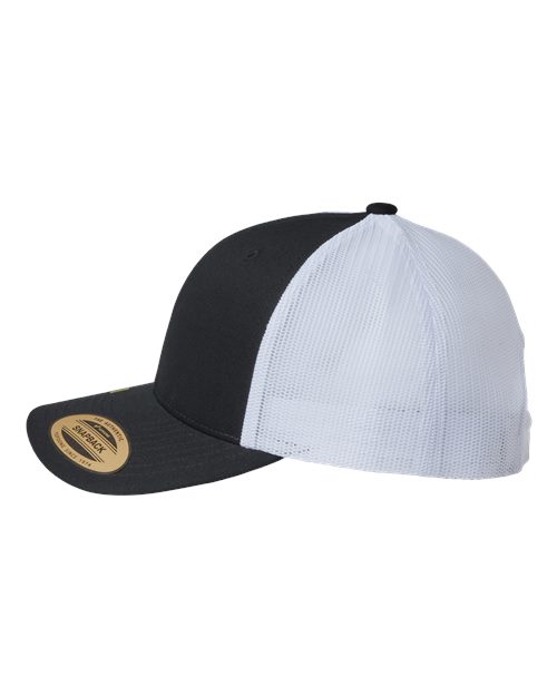 Yupoong 6606R Sustainable Retro Trucker Cap - Black/ White - side