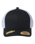 Yupoong 6606R Sustainable Retro Trucker Cap - Black/ White - front