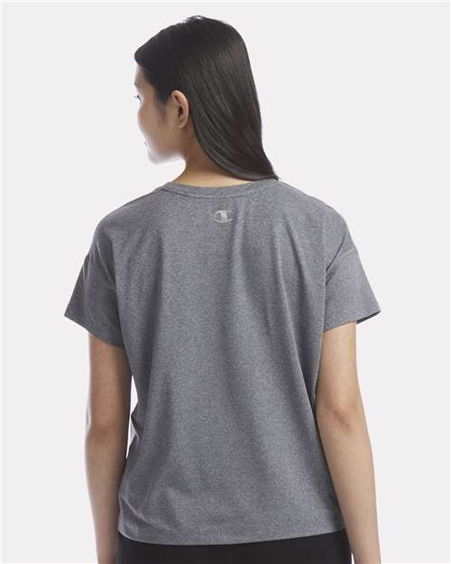 Champion CHP130 Women's Sport Soft Touch T-Shirt - Ebony Heather - model back