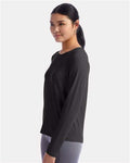 Champion CHP140 Women's Sport Soft Touch Long Sleeve T-Shirt - Black - model side