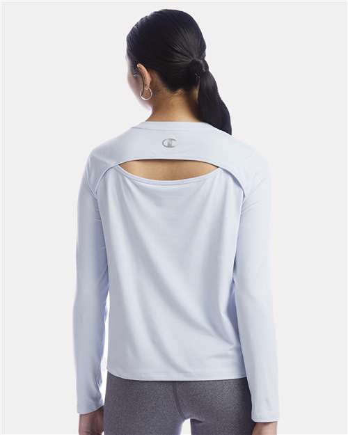 Champion CHP140 Women's Sport Soft Touch Long Sleeve T-Shirt - Collage Blue - model back