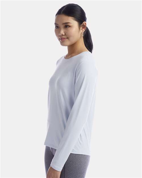 Champion CHP140 Women's Sport Soft Touch Long Sleeve T-Shirt - Collage Blue - model side