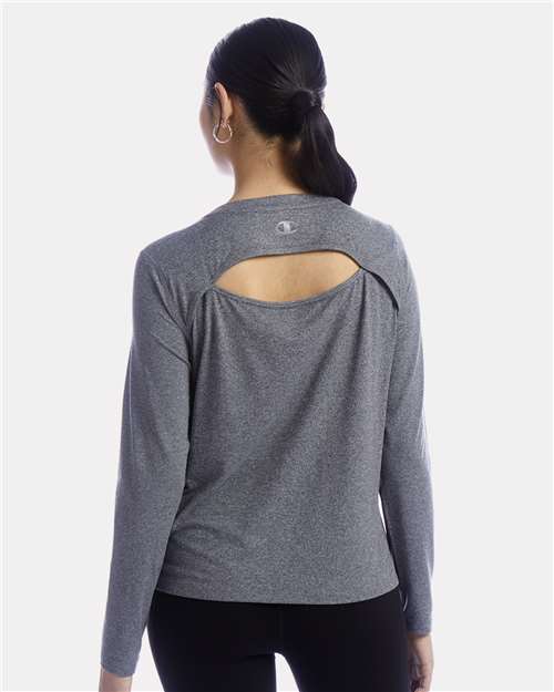 Champion CHP140 Women's Sport Soft Touch Long Sleeve T-Shirt - Ebony Heather - model back