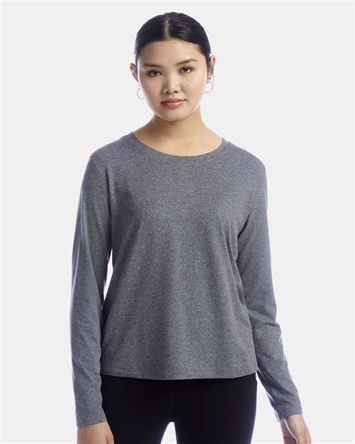 Champion CHP140 Women's Sport Soft Touch Long Sleeve T-Shirt - Ebony Heather - model front
