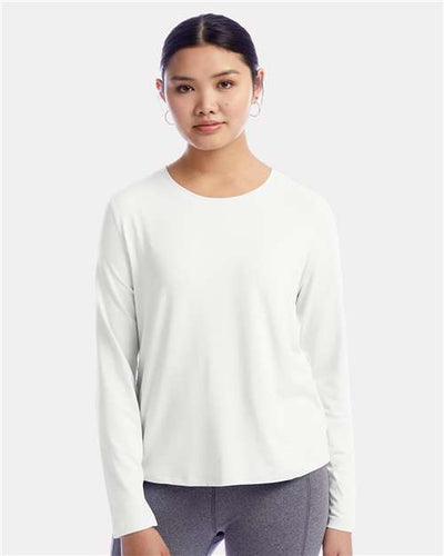 Champion CHP140 Women's Sport Soft Touch Long Sleeve T-Shirt - White - model front