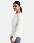 Champion CHP140 Women's Sport Soft Touch Long Sleeve T-Shirt - White - model side