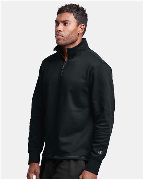 Champion CHP190 Unisex Sport Quarter-Zip Pullover - Black - model side