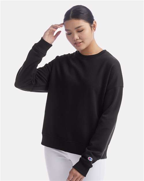 Champion SL650 Women's Powerblend Crewneck Sweatshirt - Black - model front